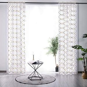 YANJUN • White & Gold foil sheer curtains